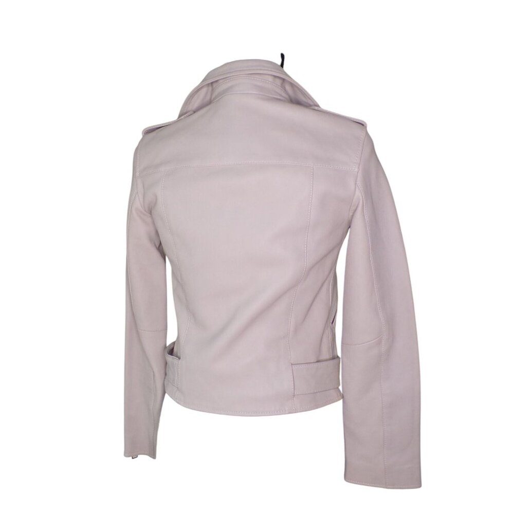 🆕 ALL SAINTS Balfern Soft Leather Zip Biker Jacket Light Gray 2 - Picture 12 of 15